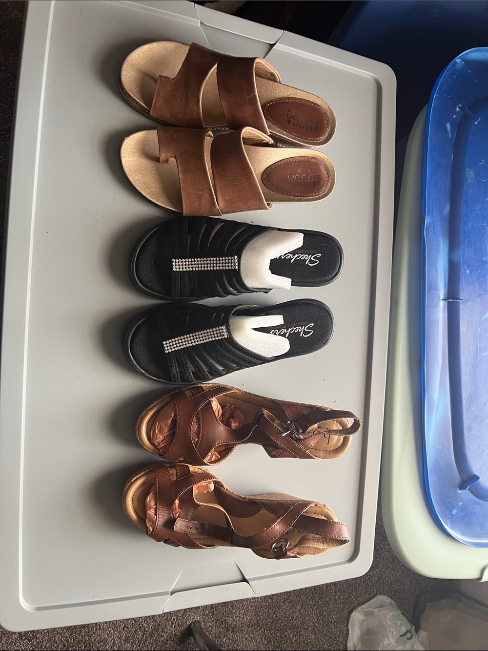 Women's Brown Leather Slide Sandals - Unbranded